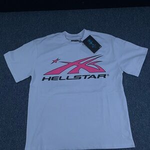 Hellstar White Tee with Pink Logo